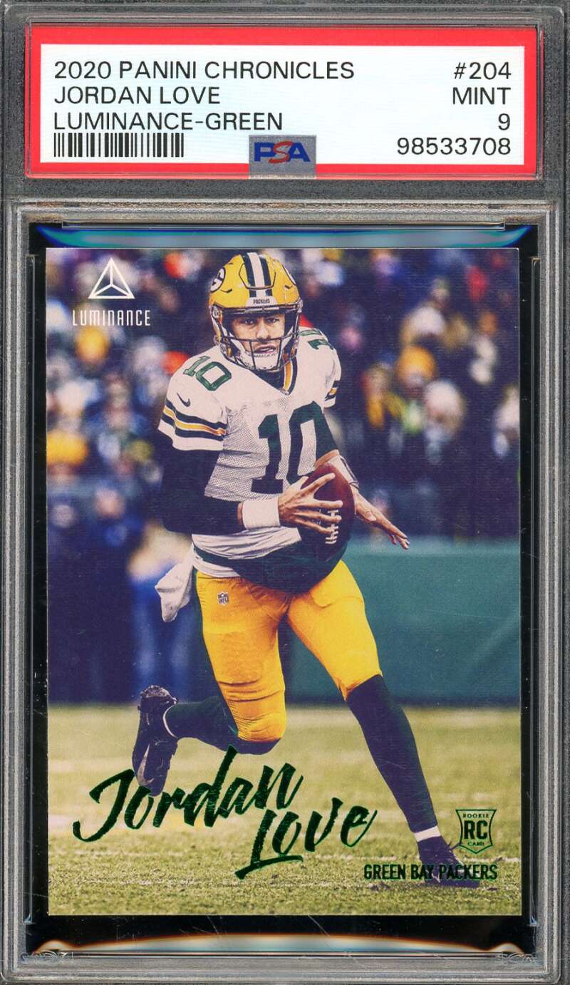 Jordan Love Rookie Card 2020 Panini Chronicles #204 PSA 9 Image 1