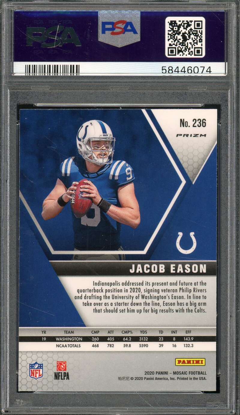 Jacob Eason Rookie Card 2020 Panini Mosaic #236 PSA 10 Image 2