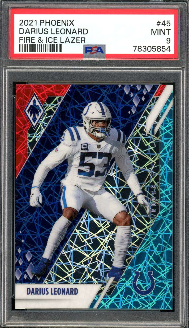 Darius Leonard Card 2021 Phoenix Fire Ice Lazer #45 PSA 9 Image 1