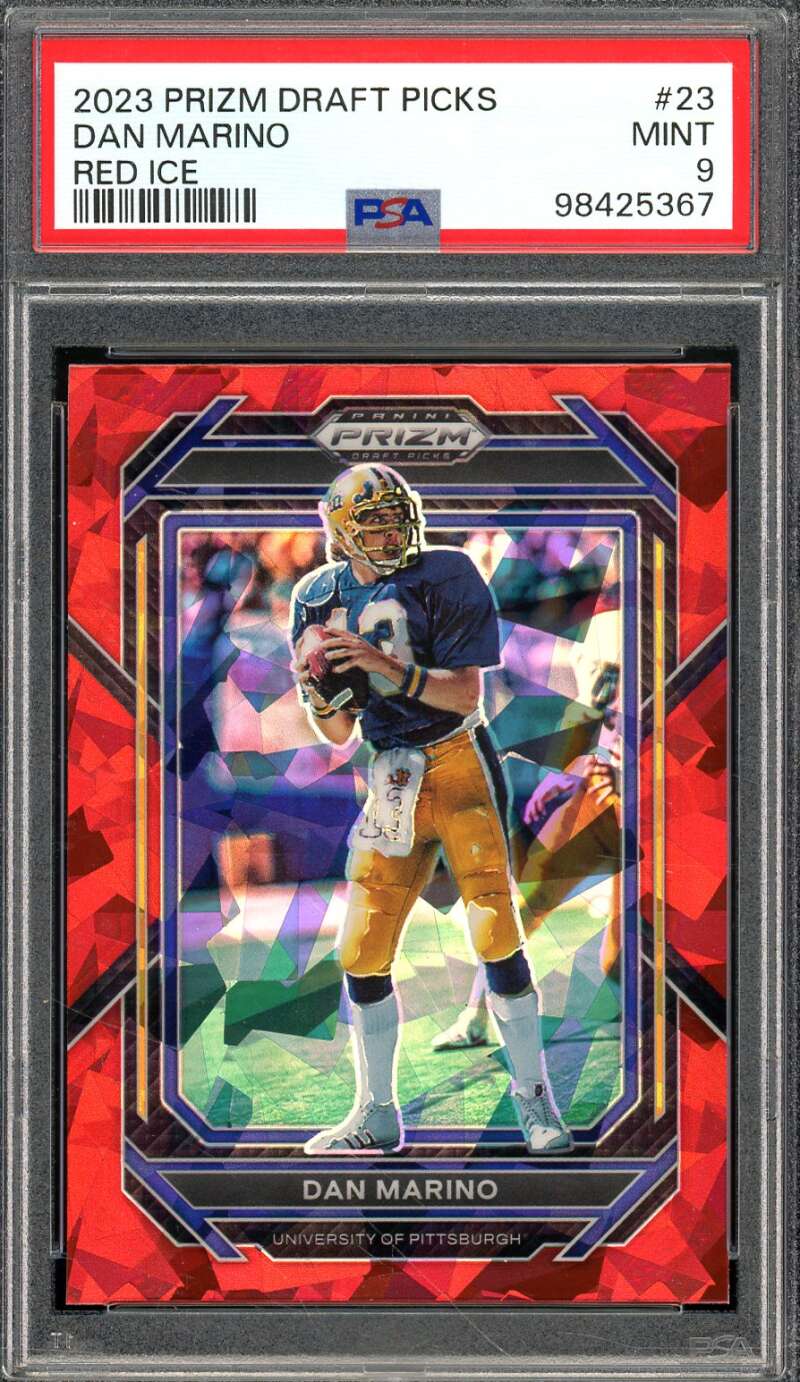 Dan Marino Card 2023 Prizm Draft Picks Red Ice (pop 2) #23 PSA 9 Image 1