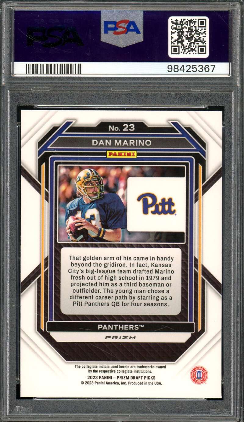 Dan Marino Card 2023 Prizm Draft Picks Red Ice (pop 2) #23 PSA 9 Image 2