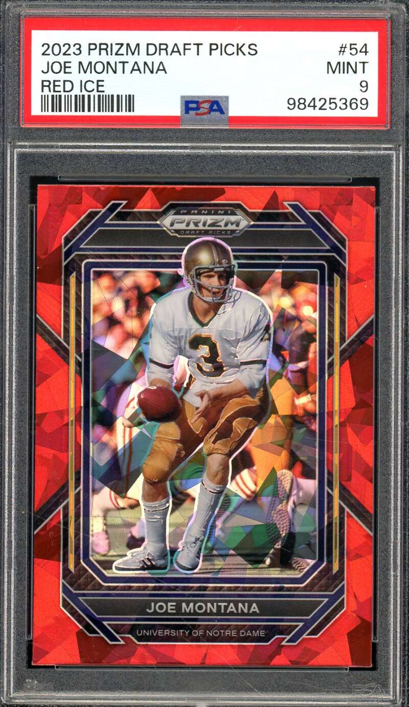 Joe Montana Card 2023 Prizm Draft Picks Red Ice (pop 1) #54 PSA 9 Image 1