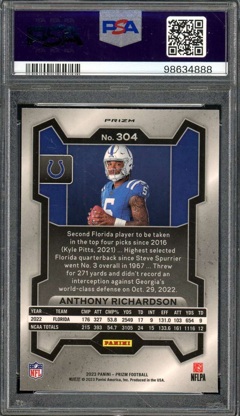 Anthony Richardson Rookie Card 2023 Prizm Variation #304 PSA 9 Image 2