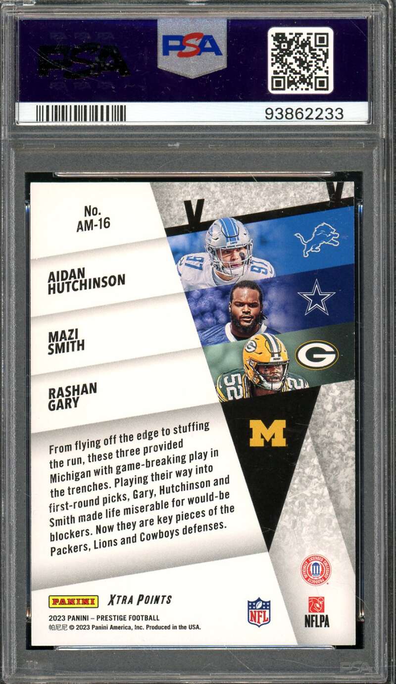 Aidan Hutchinson/DeVonta Smith/Rashan Gary Card 2023 Prestige #AM16 PSA 8 Image 2