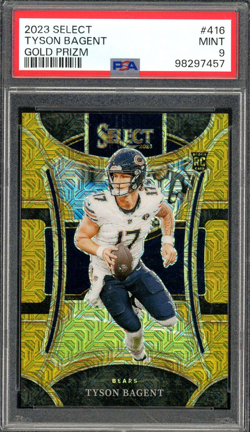 Tyson Bagent Rookie Card 2023 Select Gold Prizm (pop 1) (#d 9/10) #416 PSA 9 Image 1