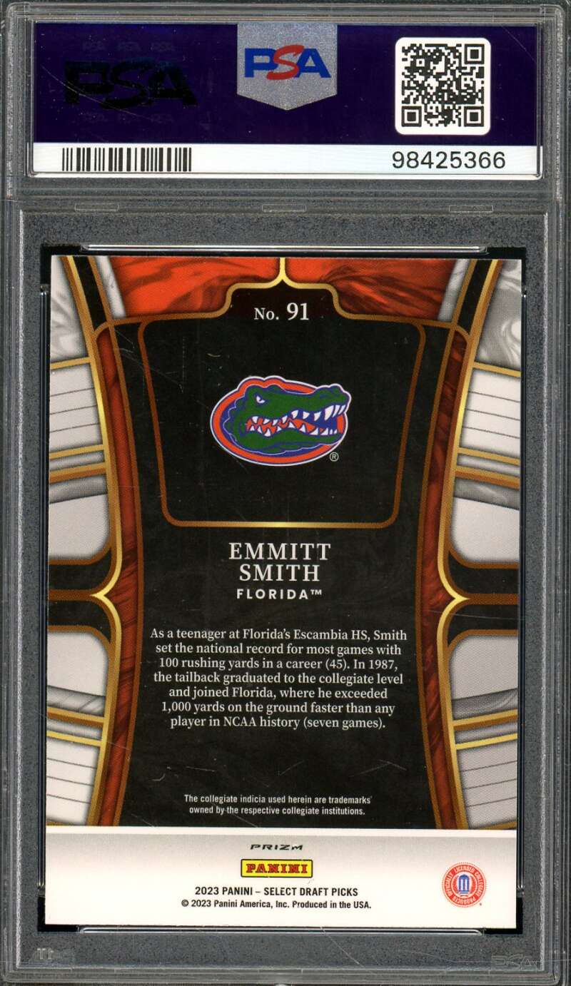 Emmitt Smith Card 2023 Select Draft Picks Red Lazer Prizm (pop 1) #91 PSA 9 Image 2