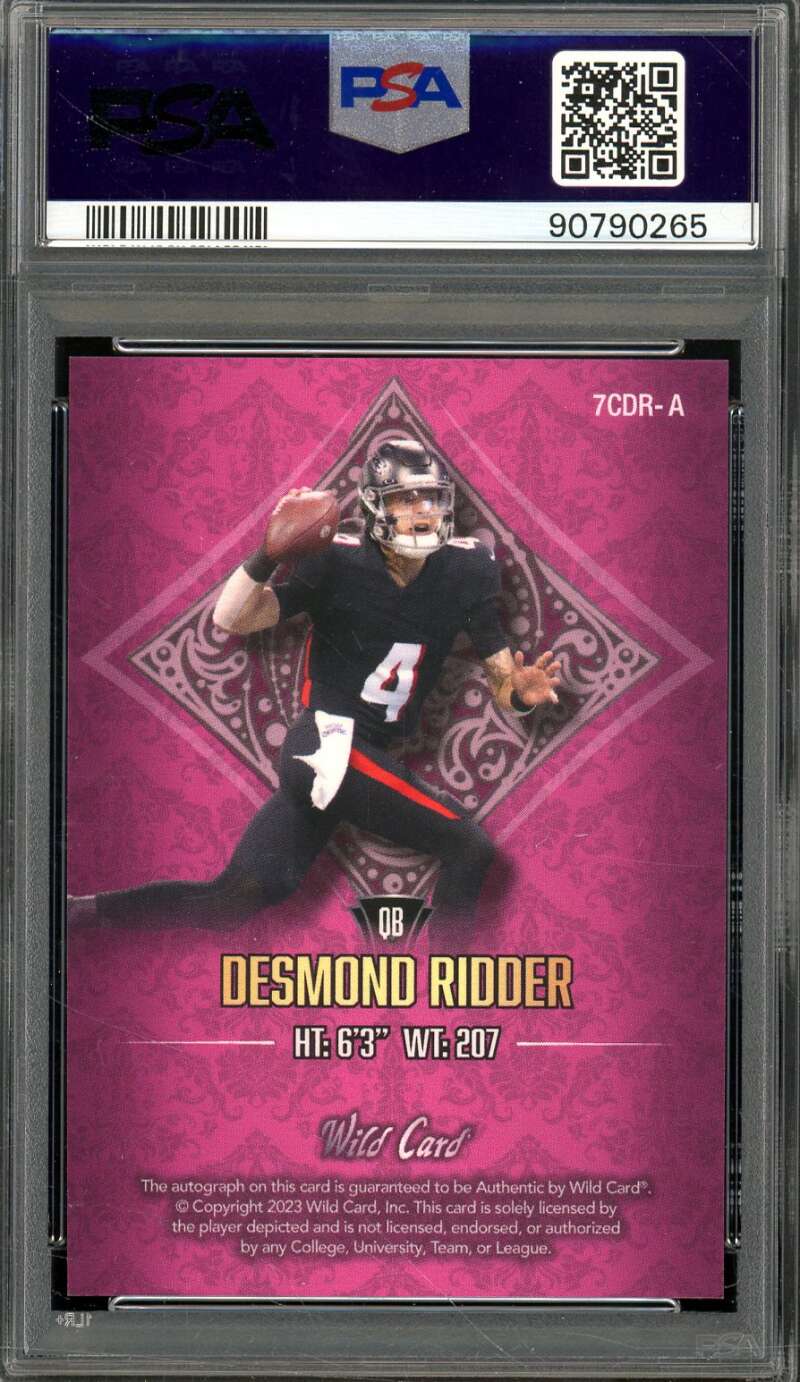 Desmond Ridder Rookie Card 2023 Wc Card Studs Auto Silver Diamond Pink #7 PSA 10 Image 2