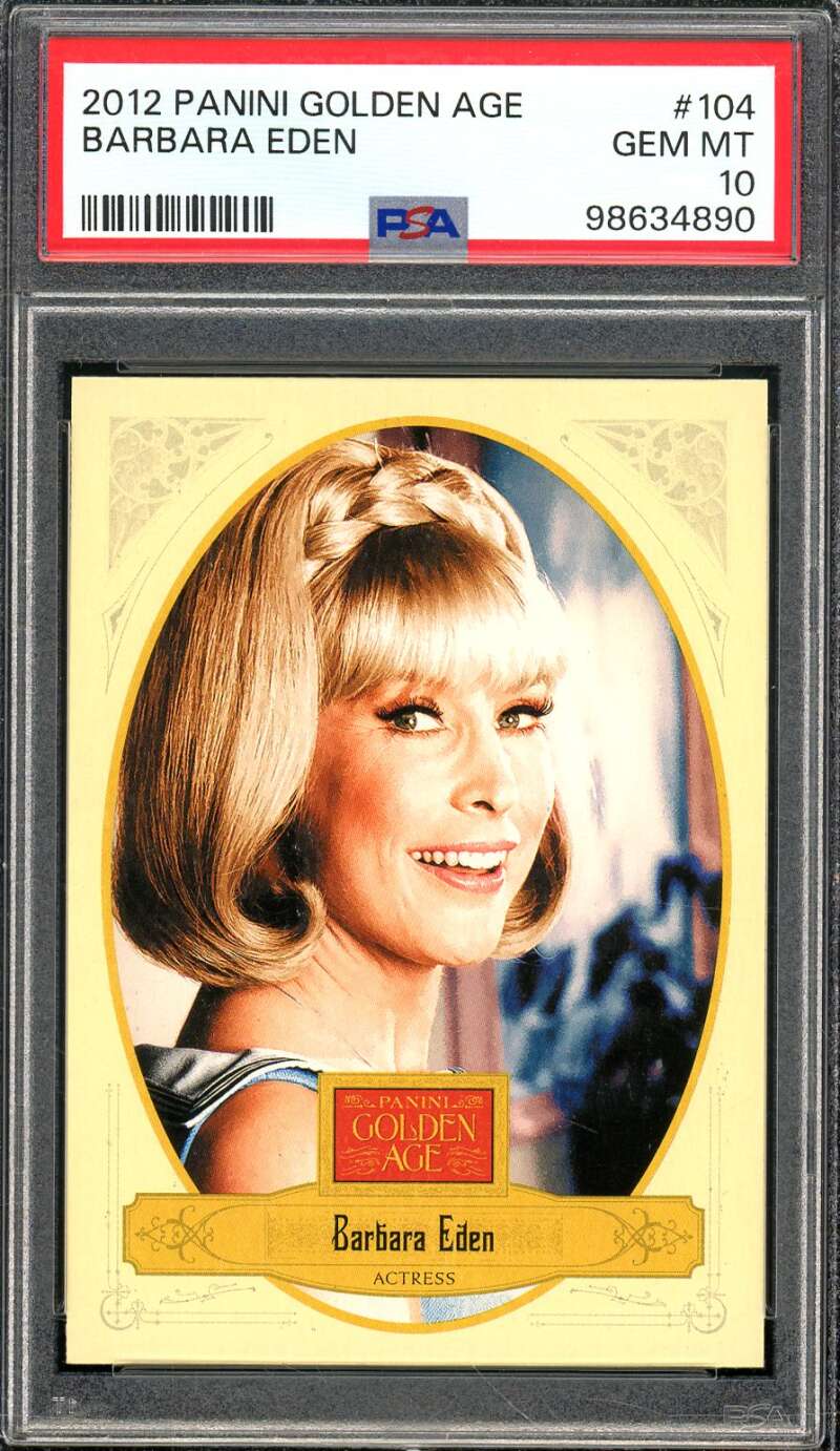 Barbara Eden Card 2012 Panini Golden Age (pop 2) #104 PSA 10 Image 1