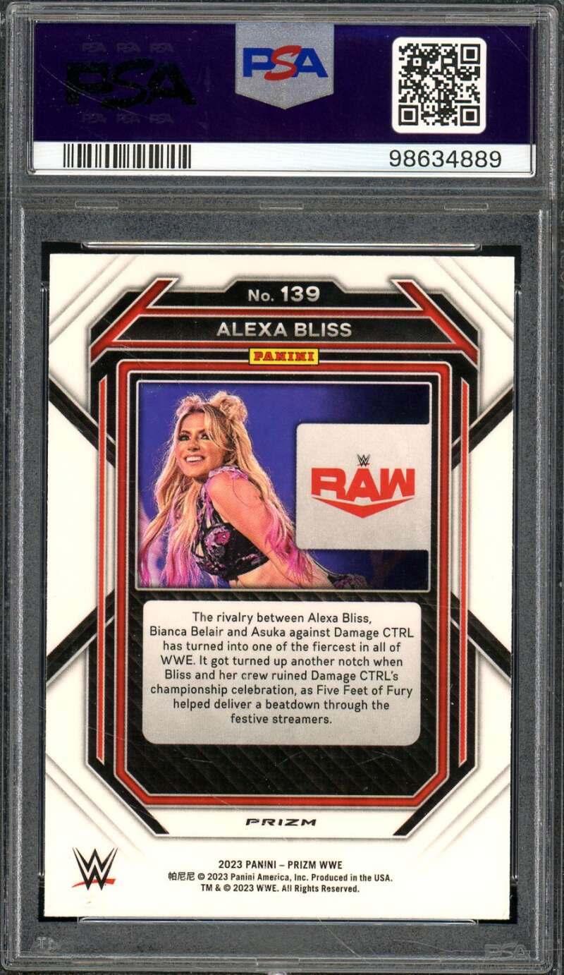 Alexa Bliss Card 2023 Prizm WWE Ice (pop 5) #139 PSA 10 Image 2