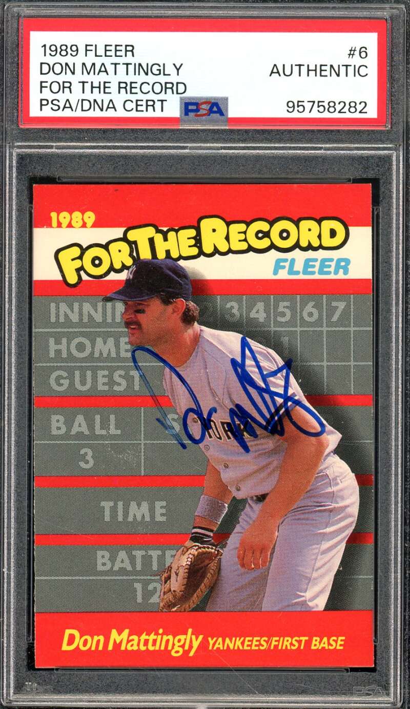 Don Mattingly Card 1989 Fleer For The Record #6 PSA/DNA Certified Authentic Image 1