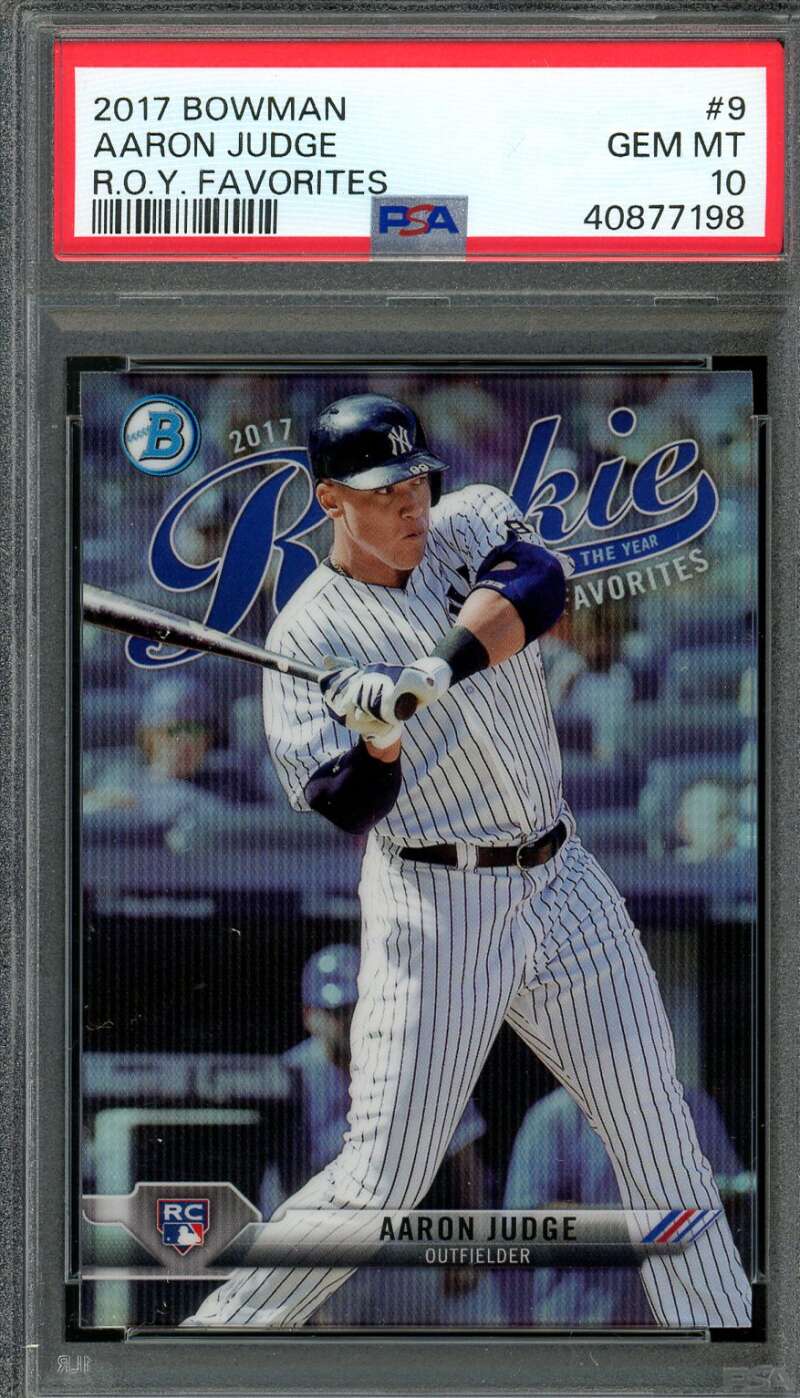 Aaron Judge Rookie Card 2017 Bowman R.O.Y. Favorites #9 PSA 10 Image 1