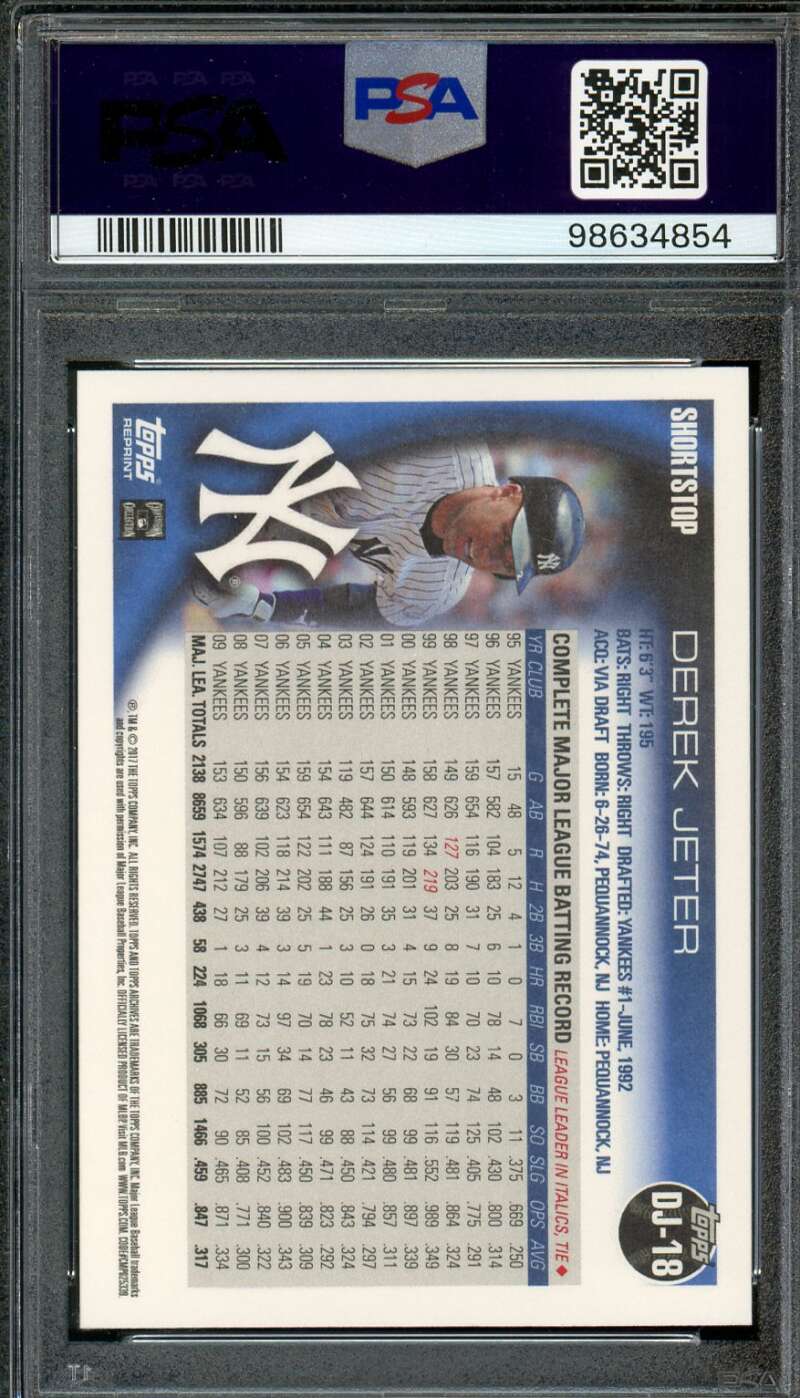 Derek Jeter Card 2017 Topps Archives #DJ-18 PSA 10 Image 2