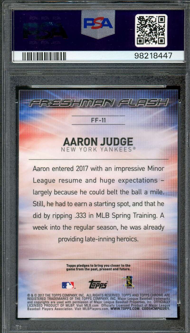 Aaron Judge Rookie Card 2017 Topps Chrome #Ff11 PSA 9 Image 2