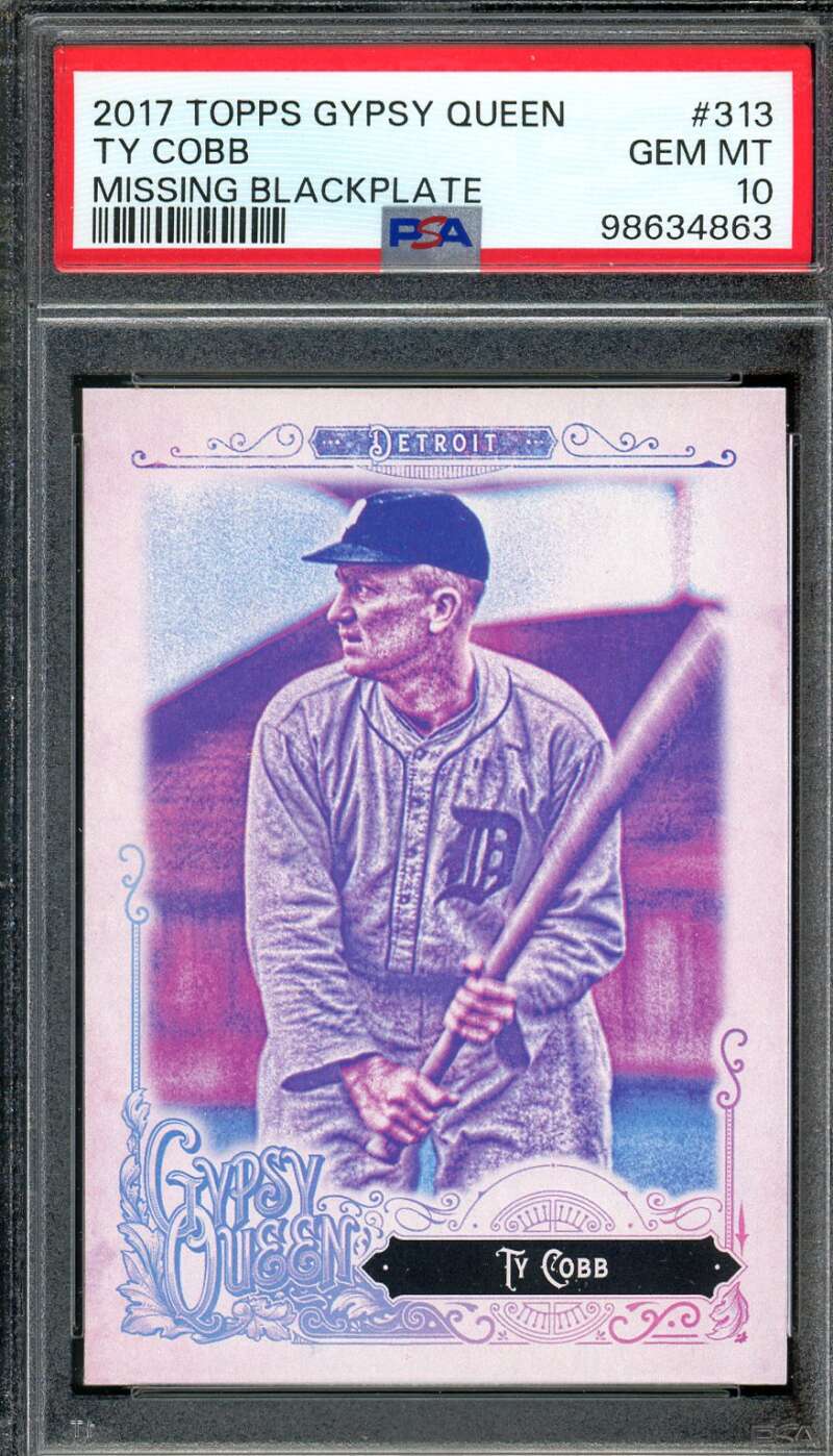 Ty Cobb Card 2017 Topps Gypsy Queen Missing Blackplate (pop 1) #313 PSA 10 Image 1