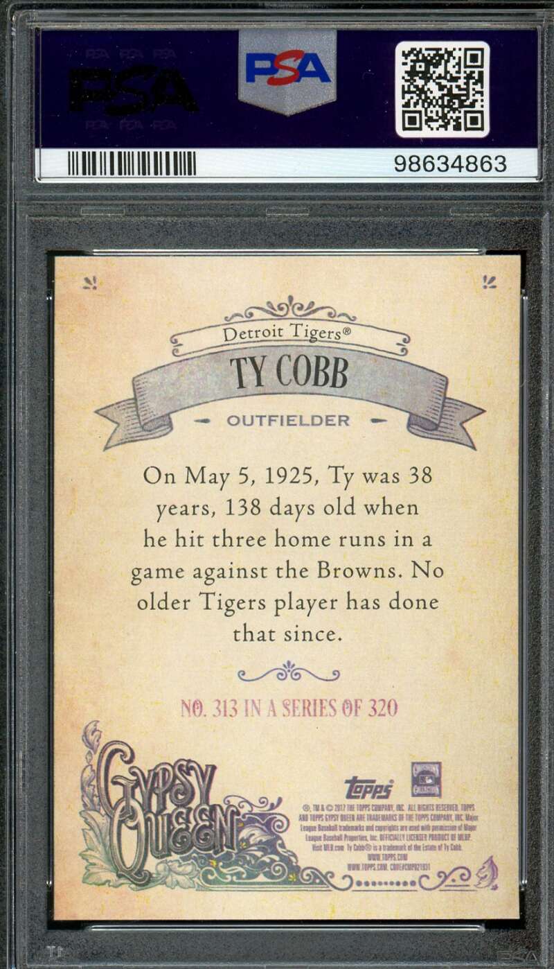 Ty Cobb Card 2017 Topps Gypsy Queen Missing Blackplate (pop 1) #313 PSA 10 Image 2