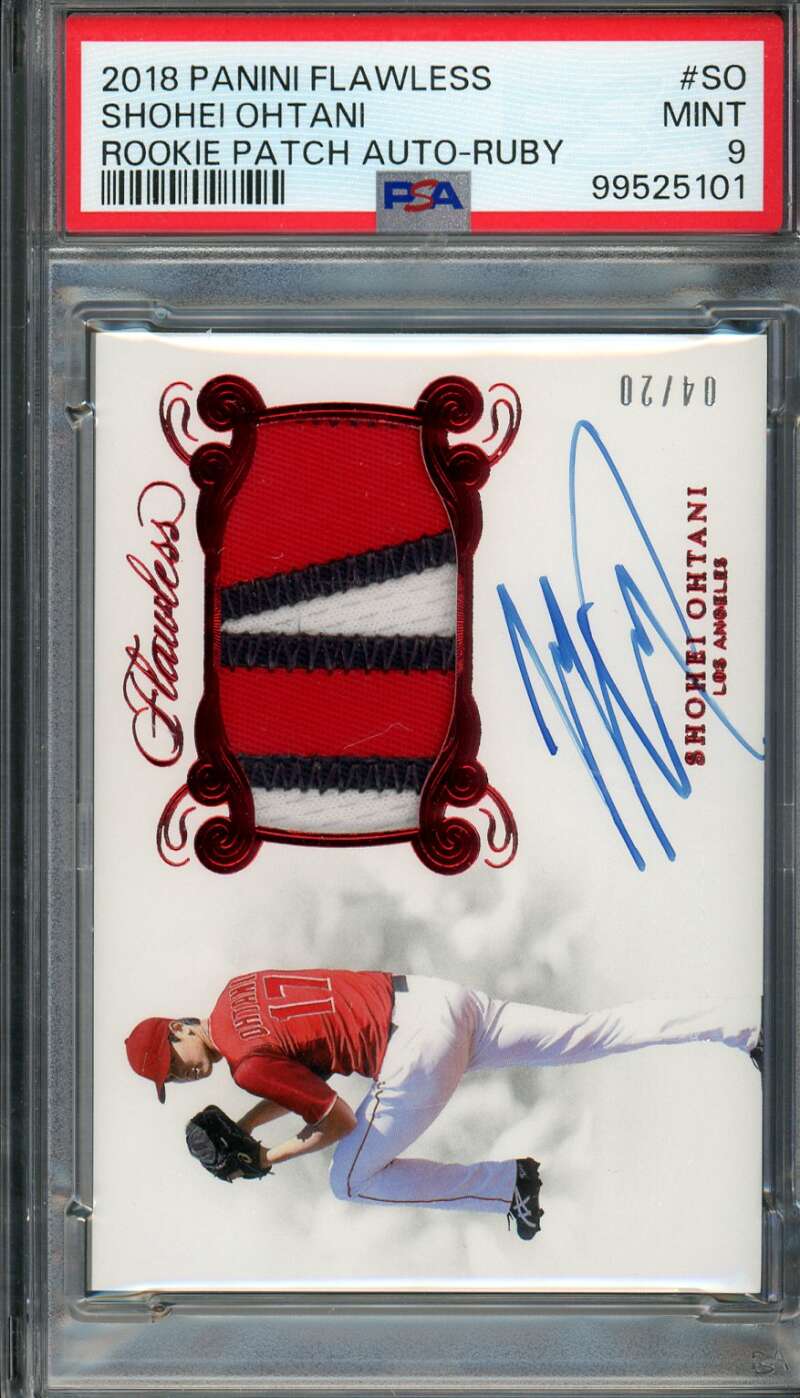 Shohei Ohtani 2018 Panini Flawless Rookie Patch Auto Ruby (pop 2) #SO PSA 9 Image 1