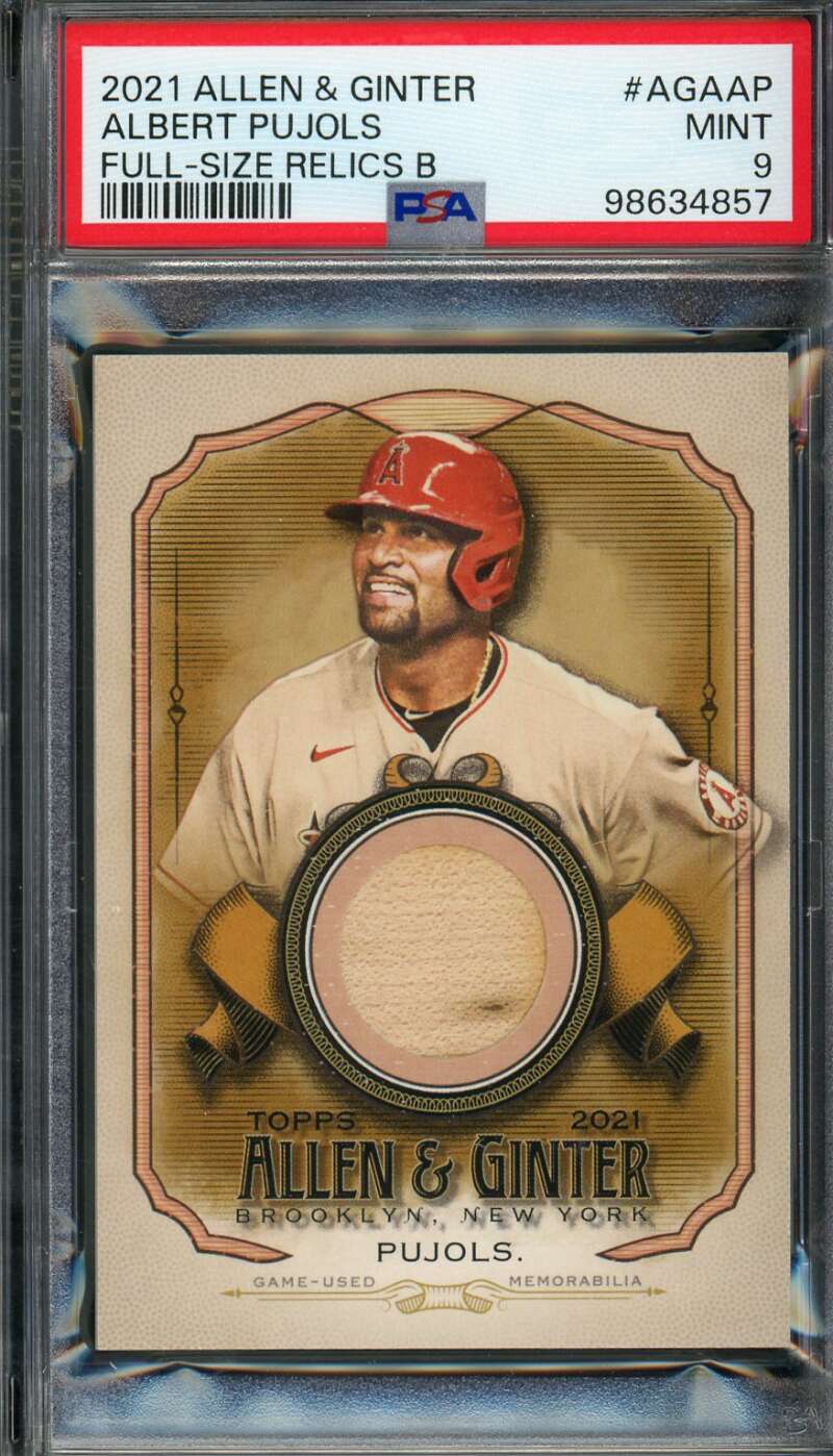 Albert Pujols Card 2021 Allen Ginter Full-Size Relics (pop 2) #AGAAP PSA 9 Image 1