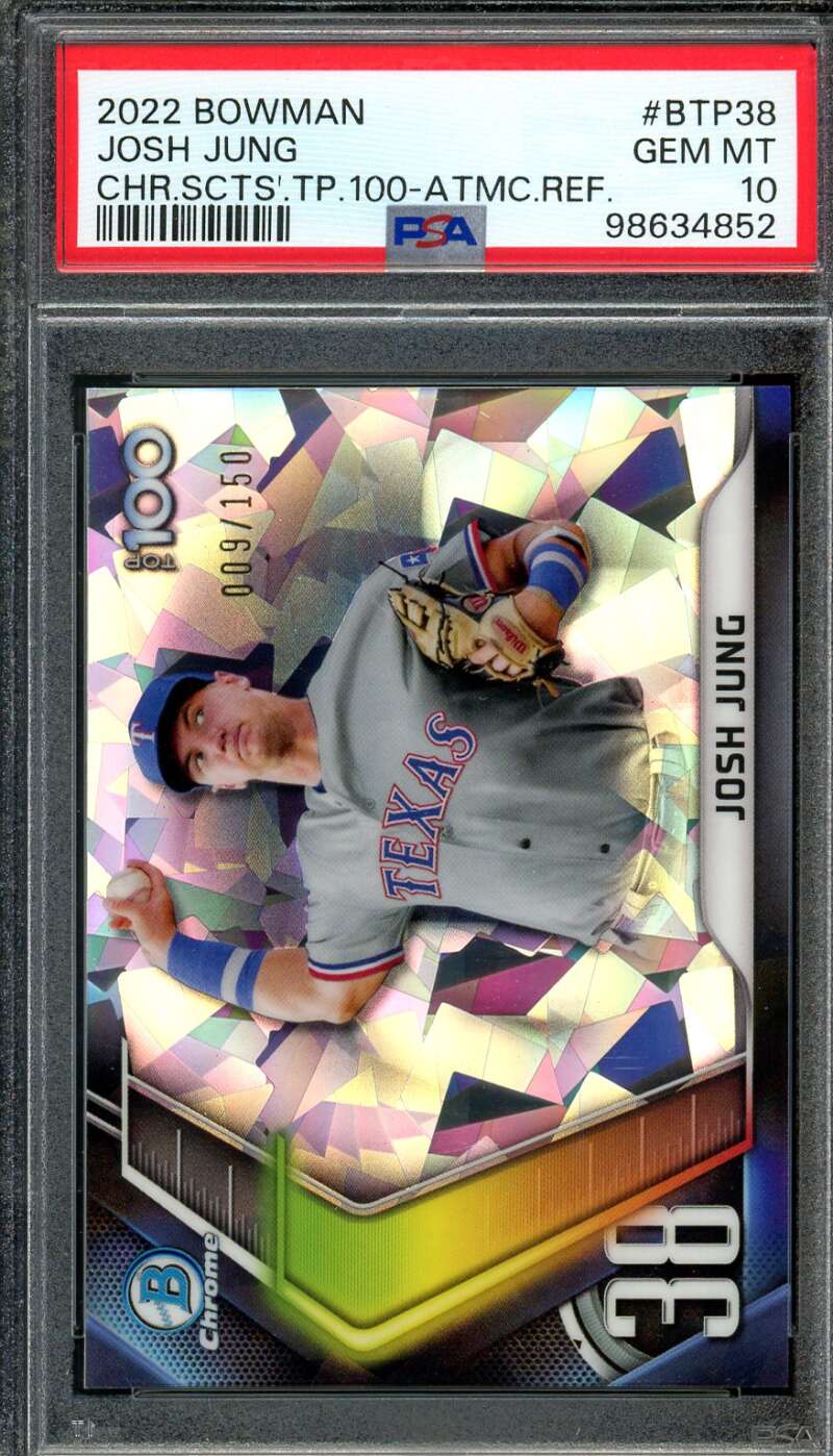 Josh Jung Rookie 2022 Bowman Top 100 Atomic Refractor (pop 1) #BTP38 PSA 10 Image 1