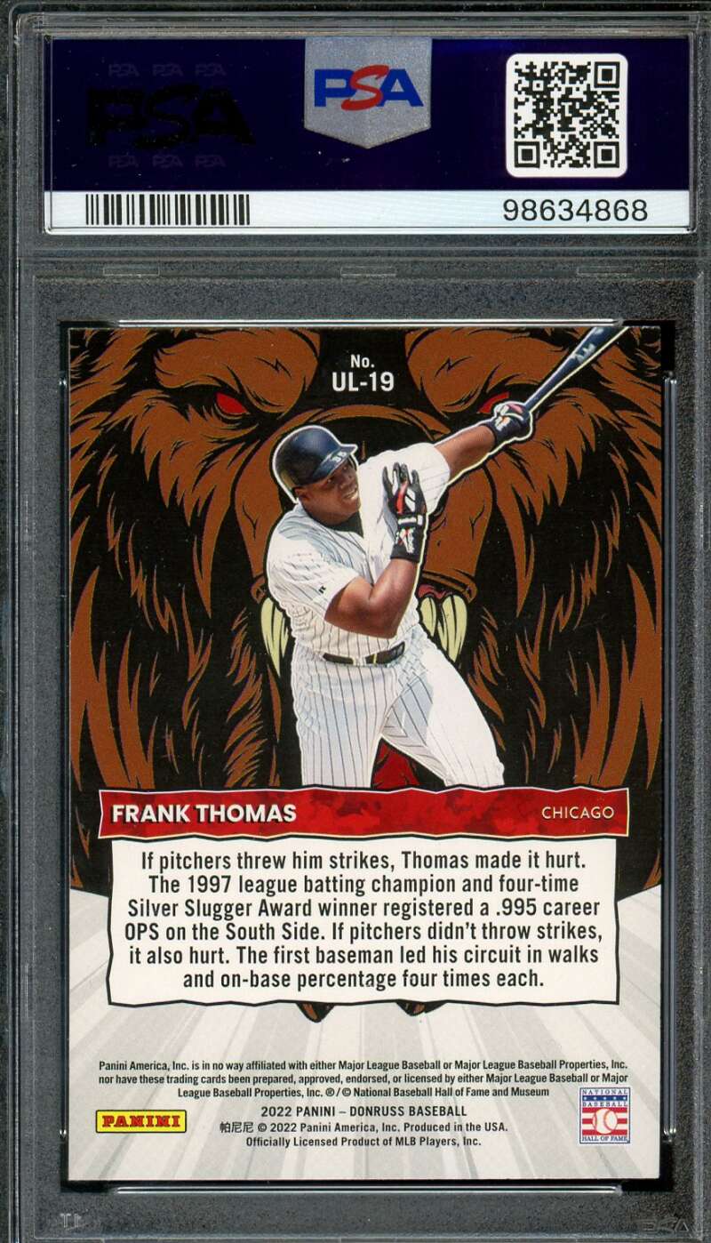 Frank Thomas Card 2022 Donruss Unleashed Pink Fireworks (pop 1) #UL19 PSA 9 Image 2