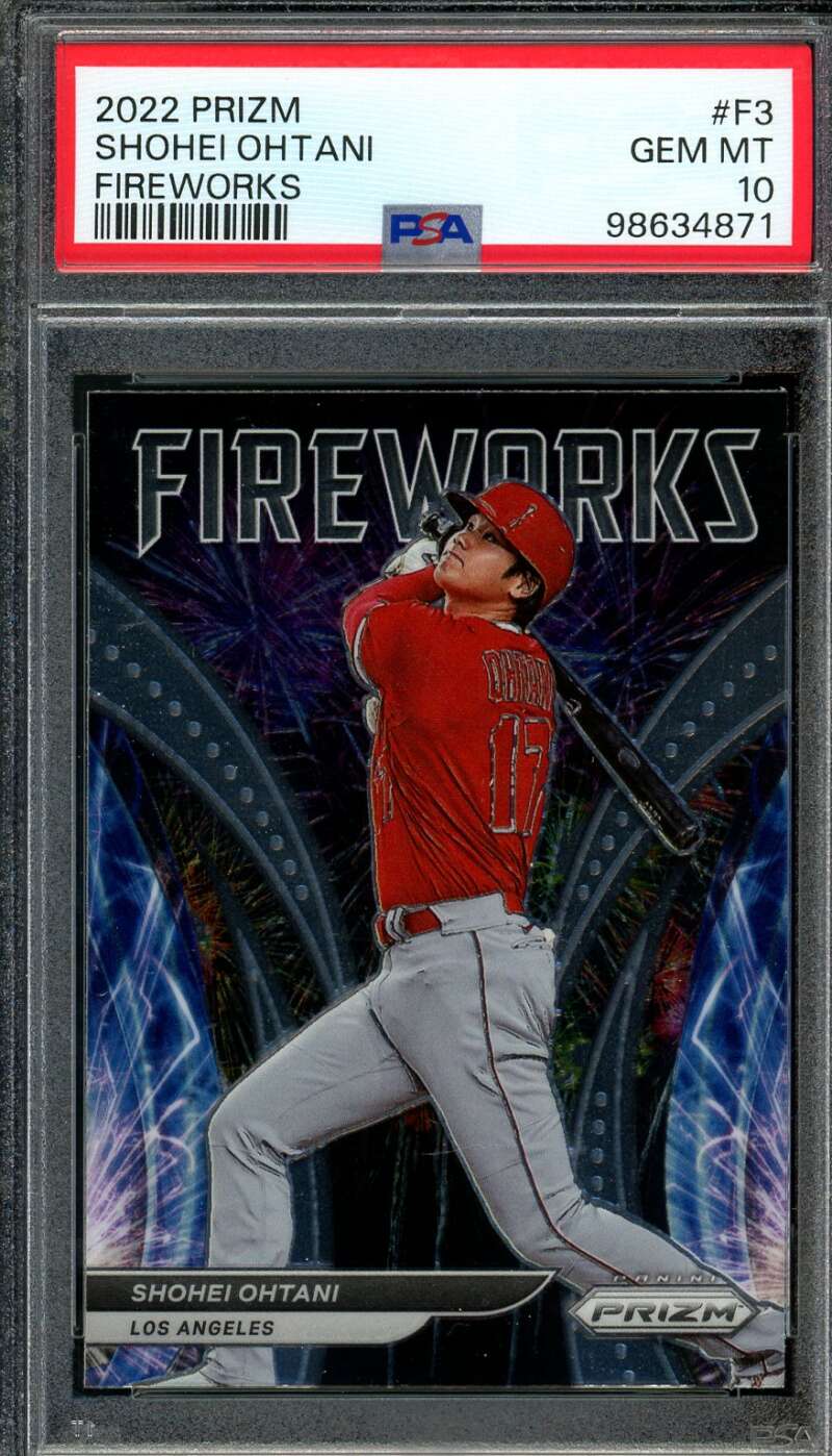 Shohei Ohtani Card 2022 Prizm Fireworks #F3 PSA 10 Image 1