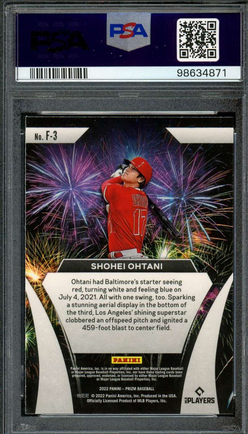 Shohei Ohtani Card 2022 Prizm Fireworks #F3 PSA 10 Image 2