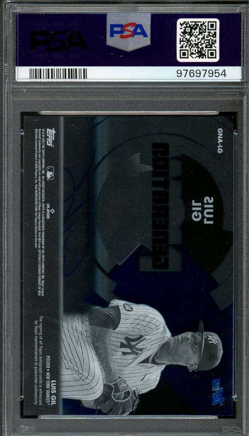 Luis Gil Card 2022 Topps Clearly Authentic Auto Blue (pop 2) (11/25) #Lg PSA 9 Image 2