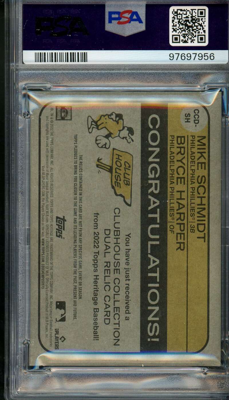 Mike Schmidt/Bryce Harper 2022 Topps Heritage Clubhouse Dual (pop 1) #SH PSA 9 Image 2