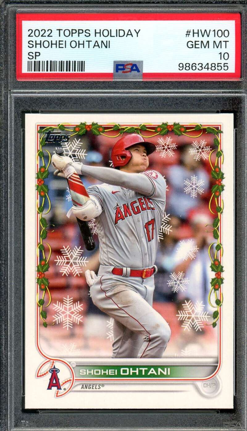 Shohei Ohtani Card 2022 Topps Holiday SP #HW100 PSA 10 Image 1