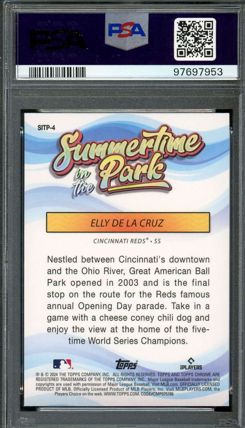 Elly De La Cruz Rookie Card 2024 Topps Chrome Summertime In The Park #4 PSA 9 Image 2