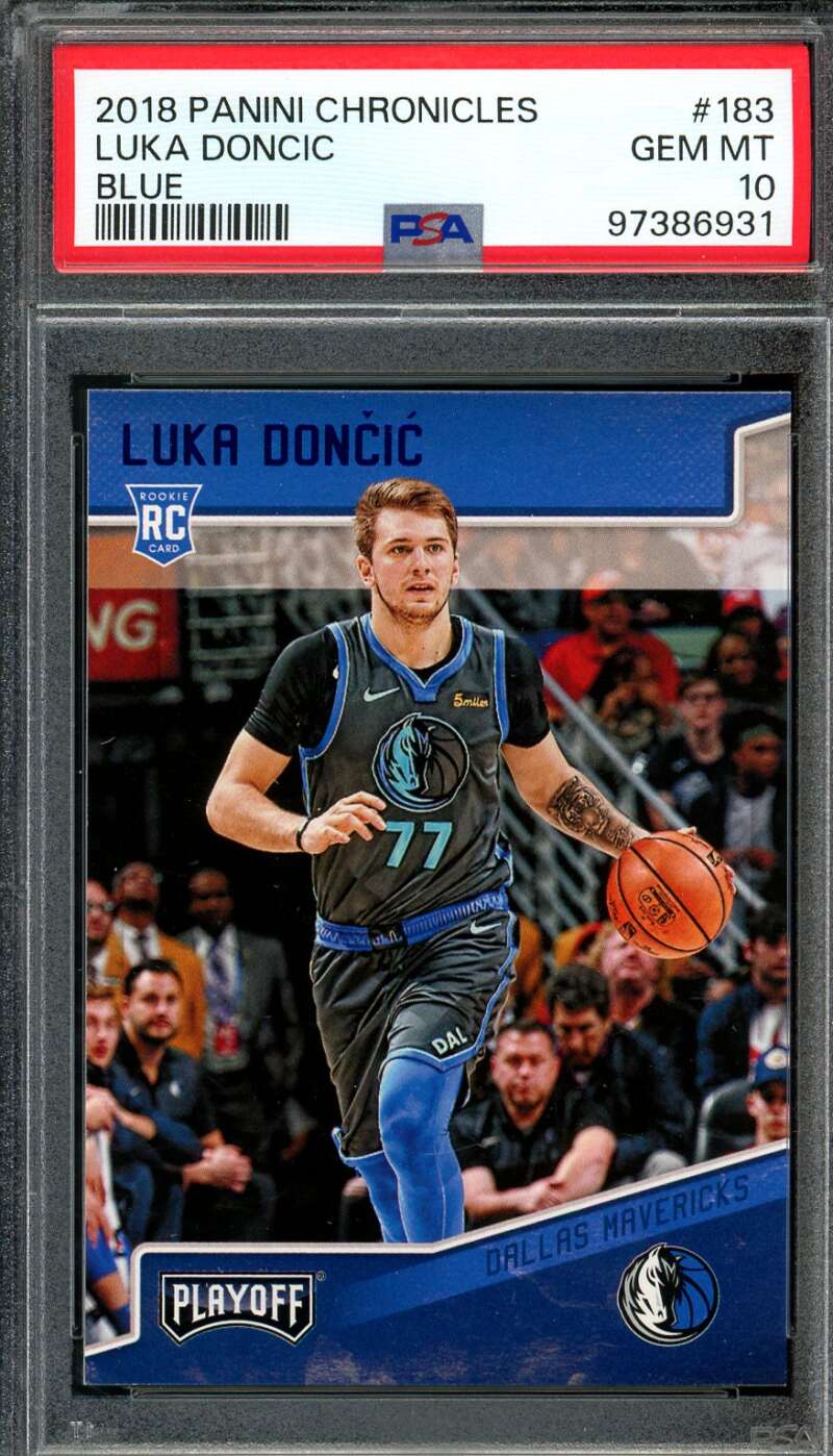 Luka Doncic Rookie 2018-19 Panini Chronicles Blue (pop 2) (55/99) #183 PSA 10 Image 1