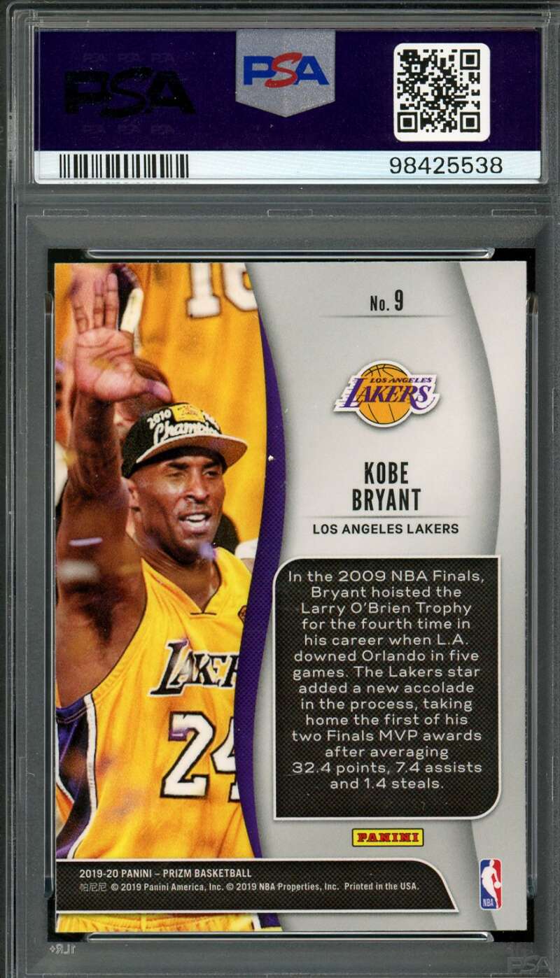 Kobe Bryant Card 2019-20 Panini Prizm NBA Finalists #9 PSA 10 Image 2