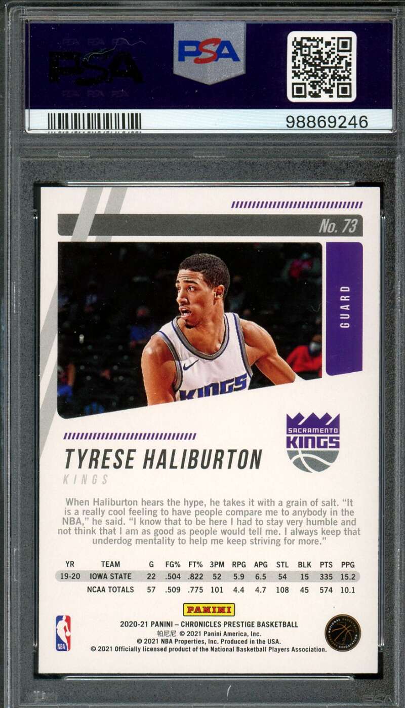 Tyrese Haliburton Rookie Card 2020-21 Chronicles #73 PSA 9 Image 2