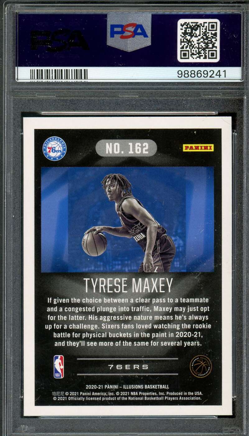 Tyrese Maxey Rookie Card 2020-21 Illusions #162 PSA 8 Image 2