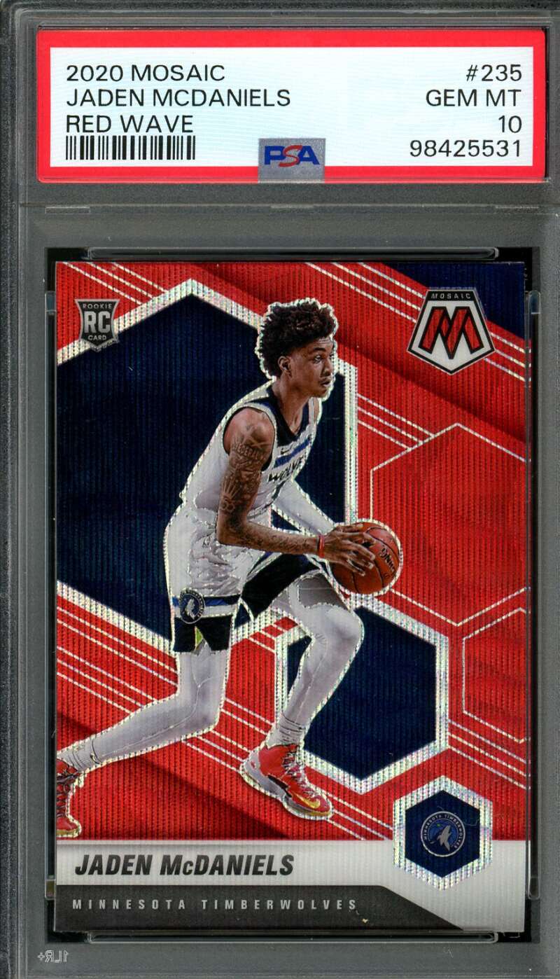 Jaden McDaniels Rookie Card 2020-21 Mosaic Red Wave (pop 5) #235 PSA 10 Image 1