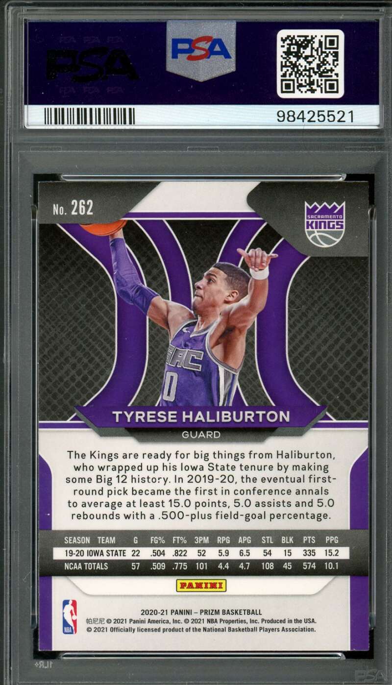 Tyrese Haliburton Rookie Card 2020-21 Panini Prizm #262 PSA 10 Image 2