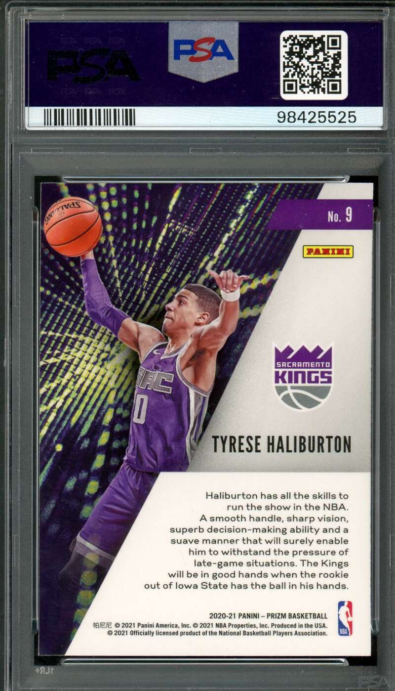 Tyrese Haliburton Rookie Card 2020-21 Panini Prizm Instant Impact #9 PSA 10 Image 2