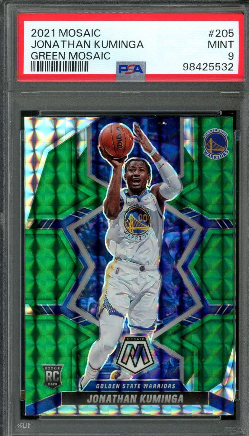 Jonathan Kuminga Rookie Card 2021-22 Mosaic Green Mosaic #205 PSA 9 Image 1