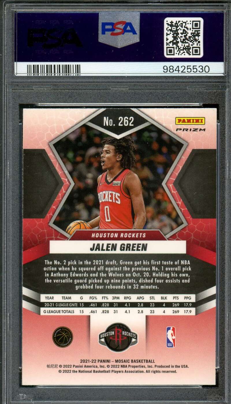 Jalen Green Rookie Card 2021-22 Mosaic Silver Fast Break #262 PSA 9 Image 2