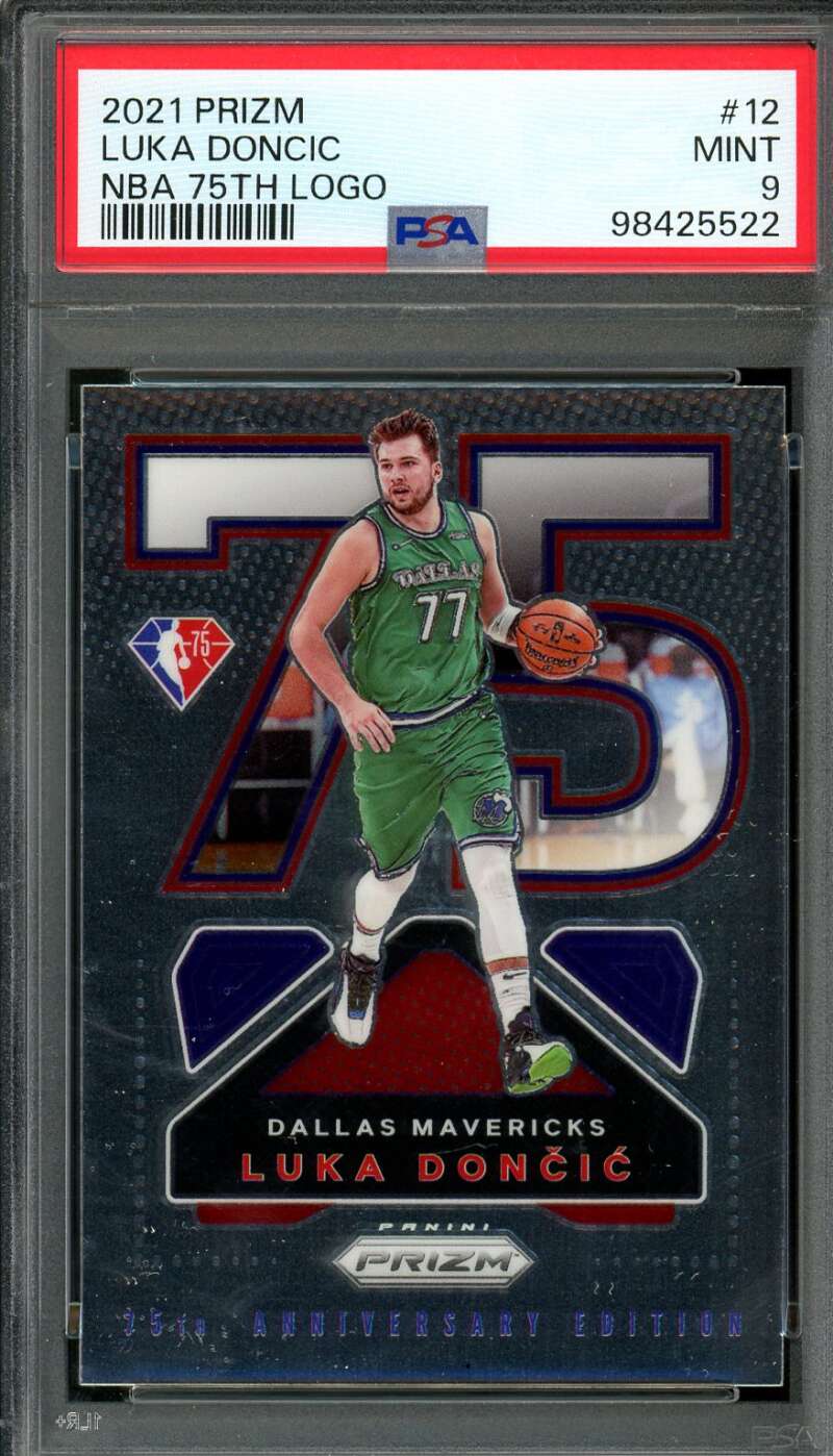 Luka Doncic Card 2021-22 Prizm NBA 75th Logo #12 PSA 9 Image 1