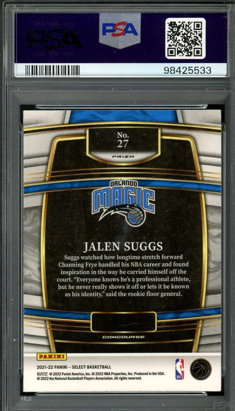 Jalen Suggs Rookie Card 2021-22 Select Blue Shimmer #27 PSA 9 Image 2