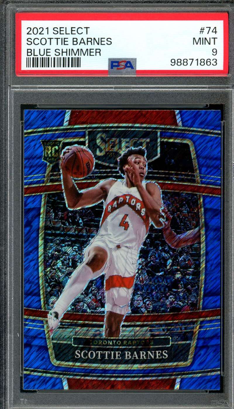 Scottie Barnes Rookie Card 2021-22 Select Blue Shimmer #74 PSA 9 Image 1