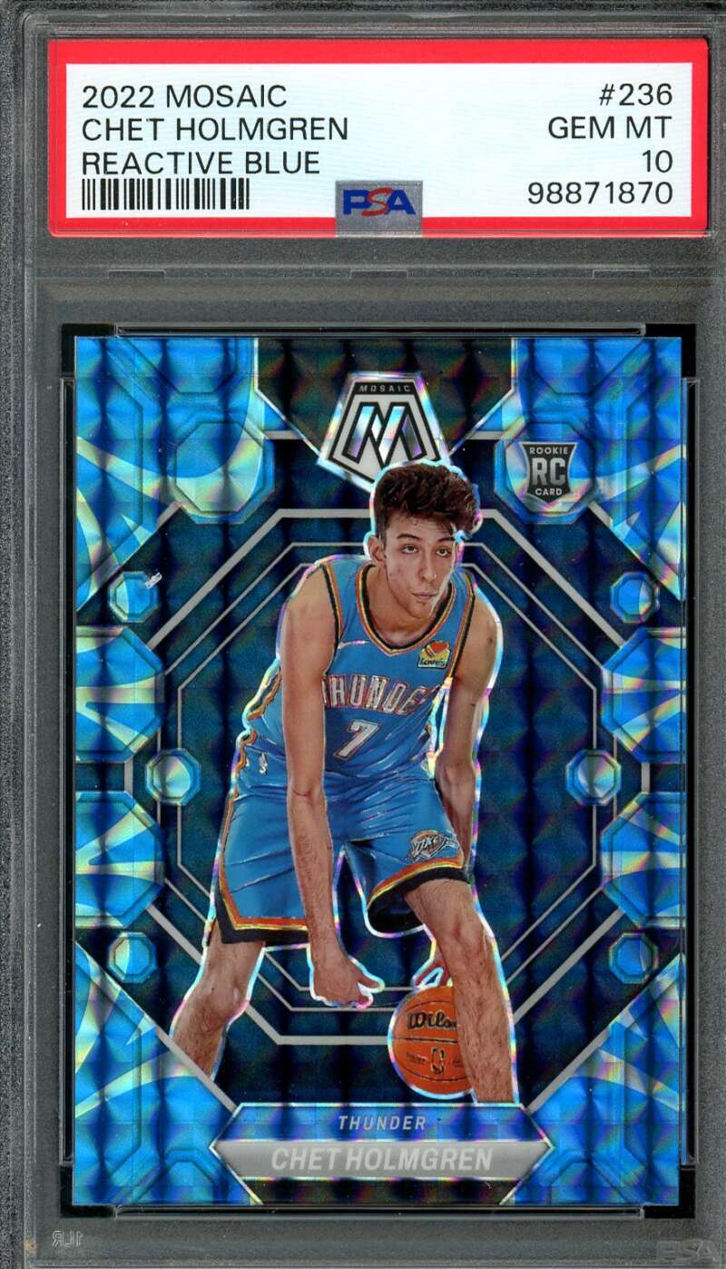 Chet Holmgren Rookie Card 2022-23 Mosaic Reactive Blue #236 PSA 10 Image 1