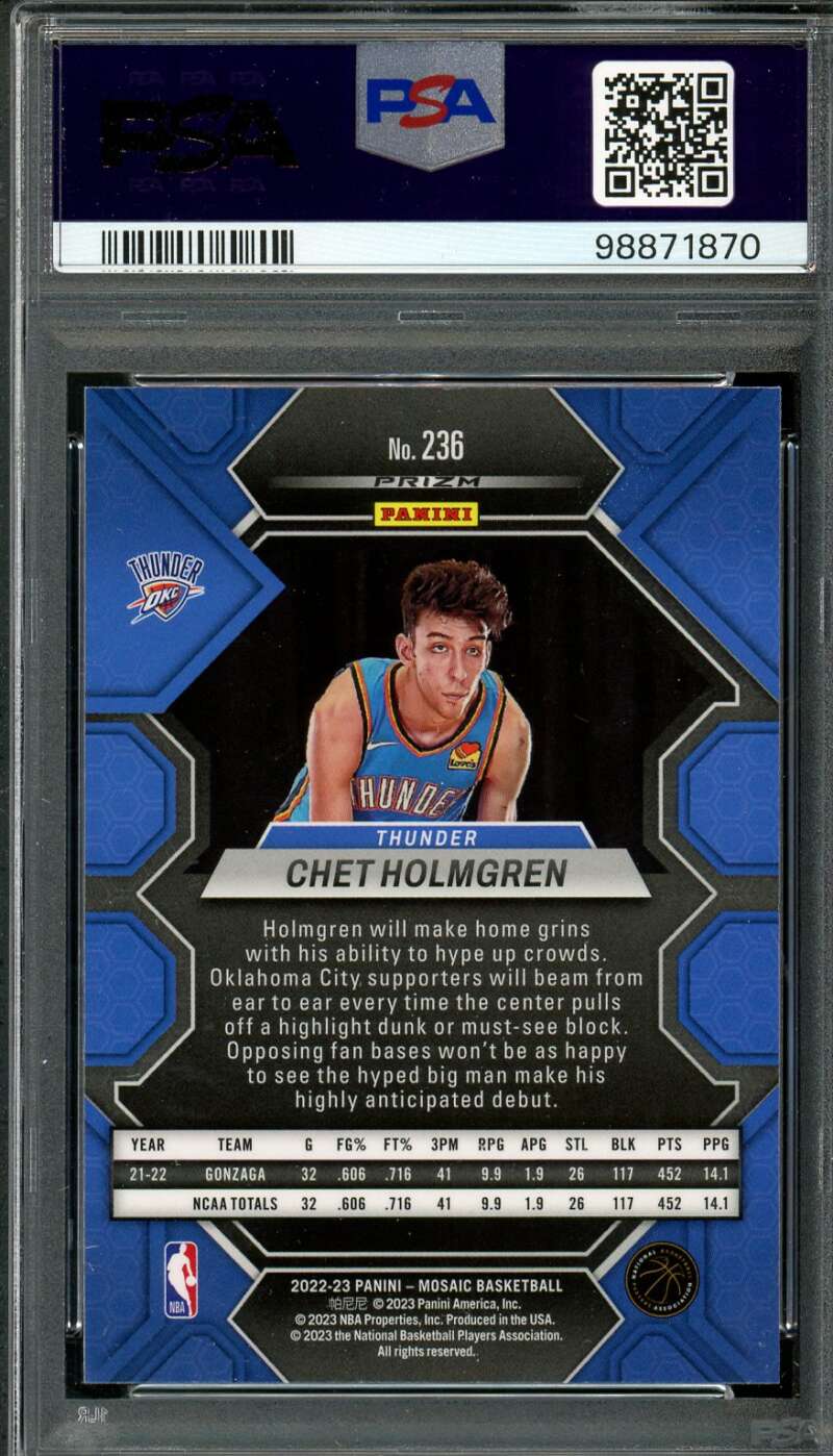 Chet Holmgren Rookie Card 2022-23 Mosaic Reactive Blue #236 PSA 10 Image 2