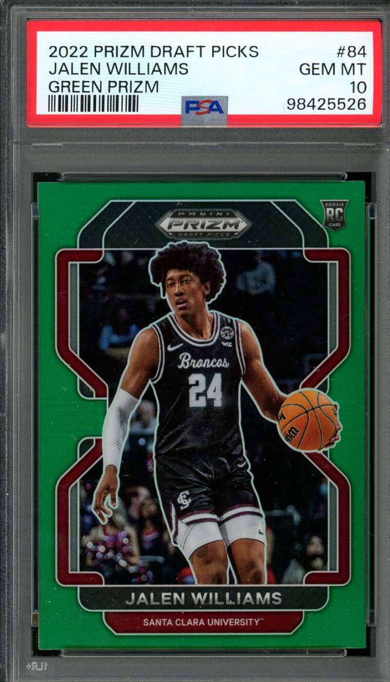 Jalen Williams Rookie 2022-23 Prizm Draft Picks Green Prizm (pop 2) #84 PSA 10 Image 1