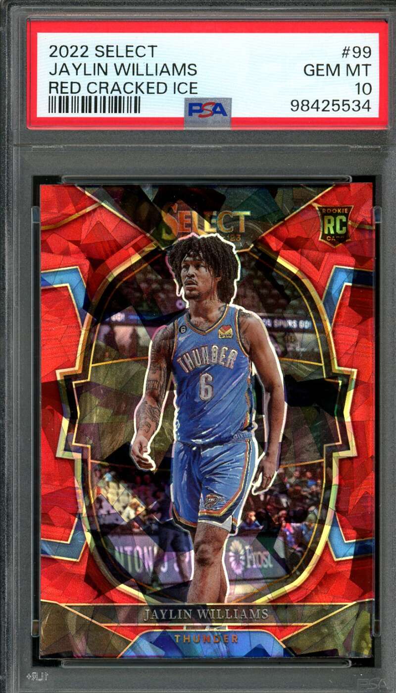 Jaylin Williams Rookie Card 2022-23 Select Red Cracked Ice #99 PSA 10 Image 1