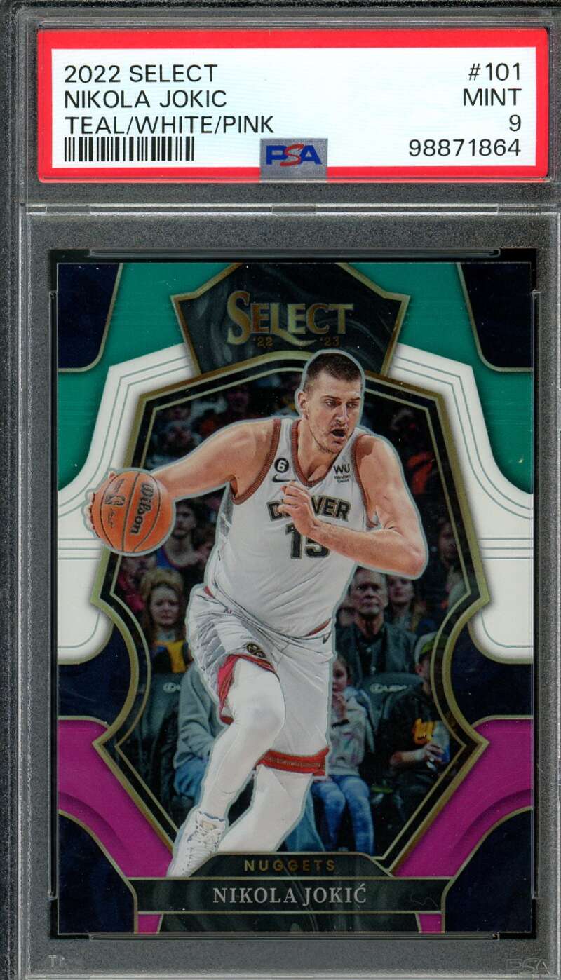 Nikola Jokic Card 2022-23 Select Teal/White/Pink (pop 3) #101 PSA 9 Image 1