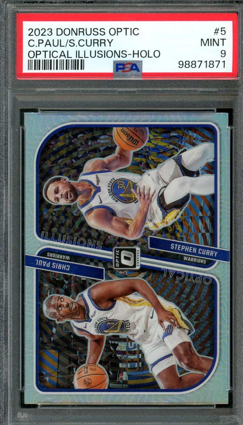 Chris Paul / Stephen Card 2023-24 Donruss Optic Optical Illusions Holo #5 PSA 9 Image 1