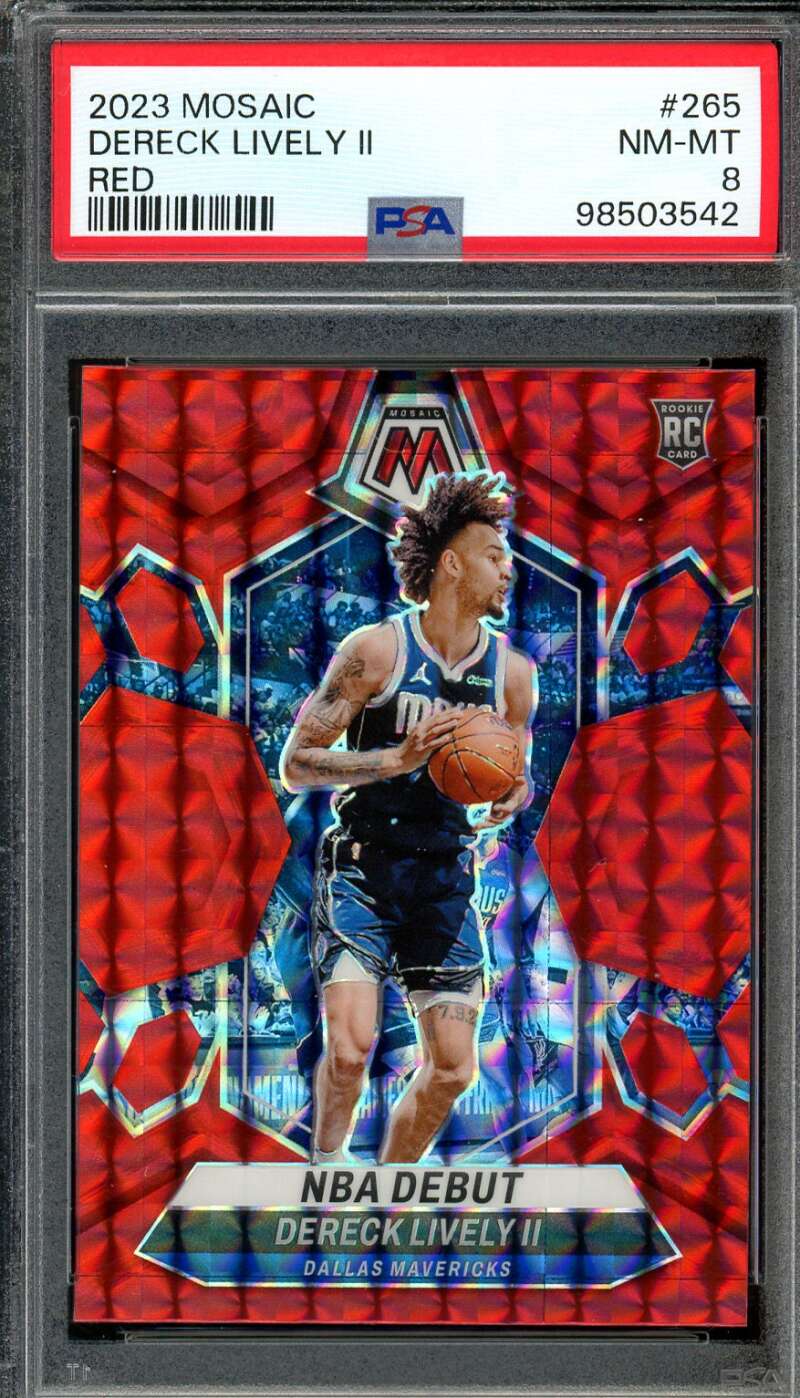 Dereck Lively II Rookie Card 2023-24 Mosaic Red #265 PSA 8 Image 1