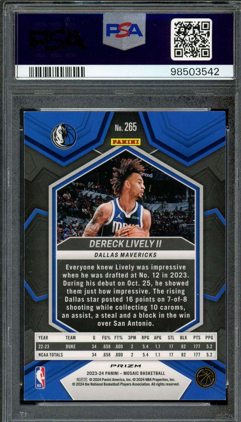 Dereck Lively II Rookie Card 2023-24 Mosaic Red #265 PSA 8 Image 2