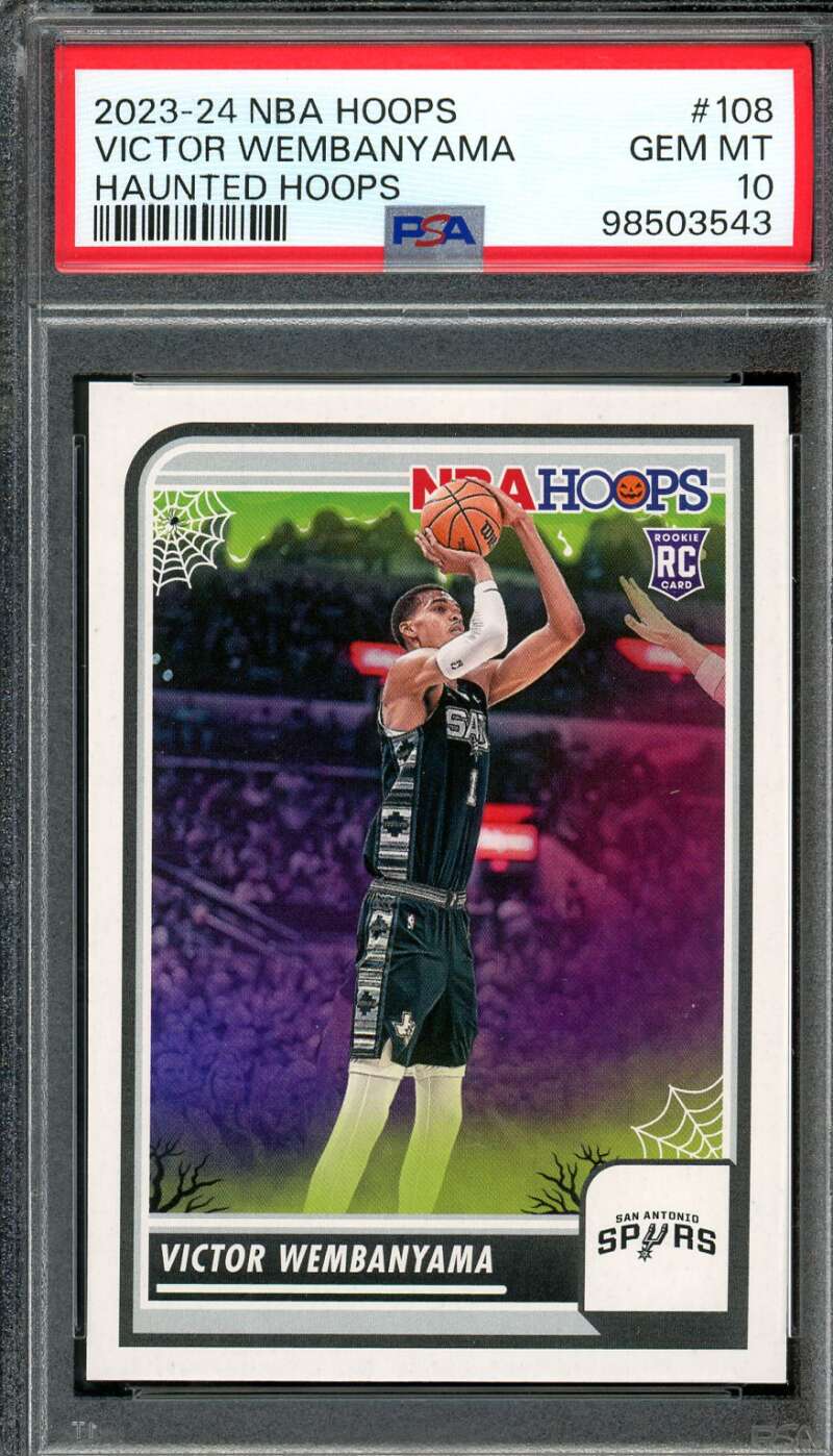 Victor Wembanyama Rookie Card 2023-24 Hoops Haunted Hoops #108 PSA 10 Image 1